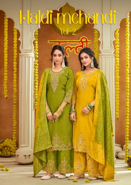 Haldi Mehandi Vol 2 By Rangoon Chinon Wholesale Kurti With Bottom Dupatta In India